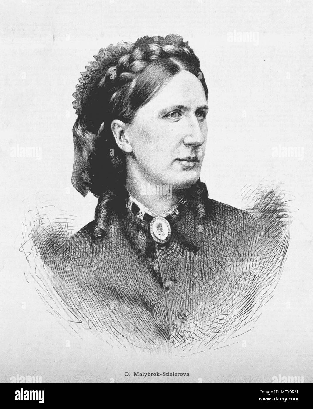. Englisch: Portrait von Otilie Malybrok-Stieler (1836-1913), deutscher Dichter und Übersetzer von tschechische Lyrik in deutscher Sprache. 24. Dezember 1886. Jan Vilímek (1860-1938) 459 Otilie Malybrok Stieler 1886 Vilimek Stockfoto