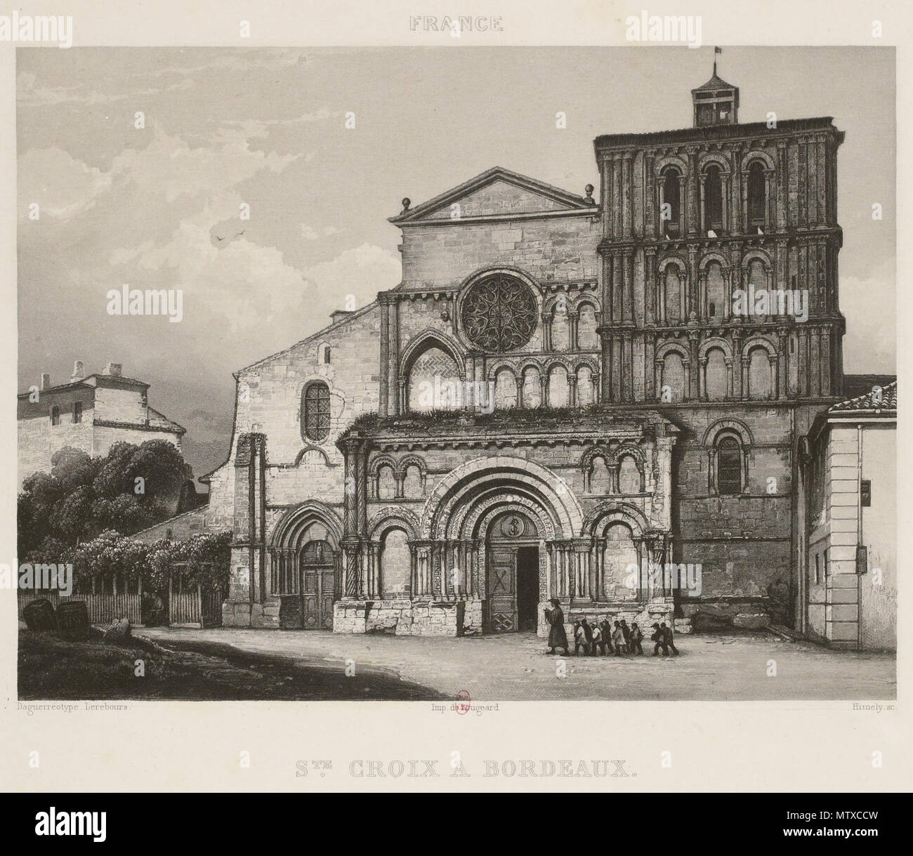 . Français: L'église Sainte-Croix de Bordeaux, publiée dans les Ausflüge daguerriennes de Noël Paymal Lerebours. 1841. Noël Paymal Lerebours 538 Sainte-Croix BDX Daguerrotypie Stockfoto