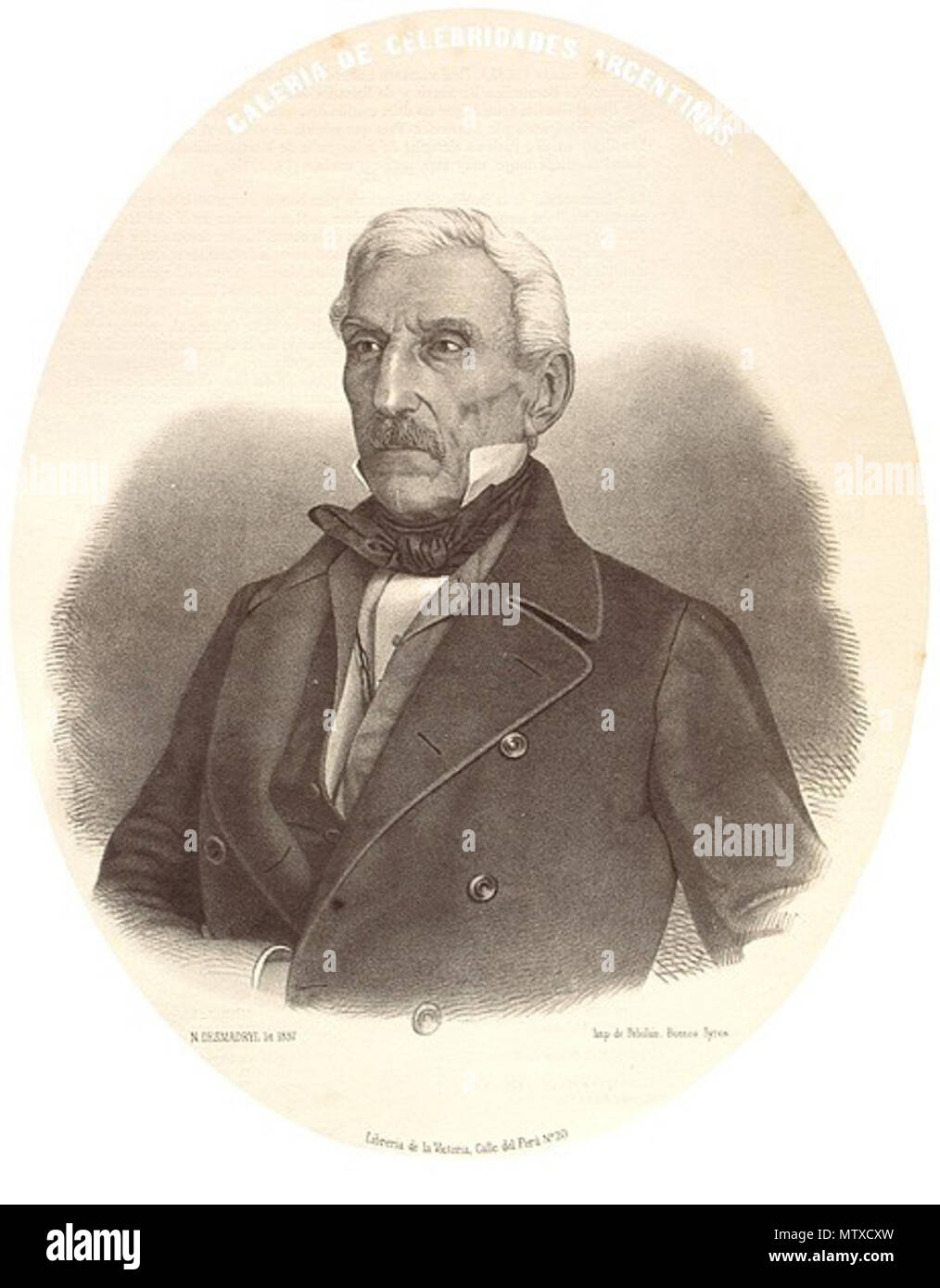 . Englisch: José de San Martín Español: José de San Martín. 1857. Narciso Desmadryl (1801-1890) 541 San Martin por Desmadril Stockfoto