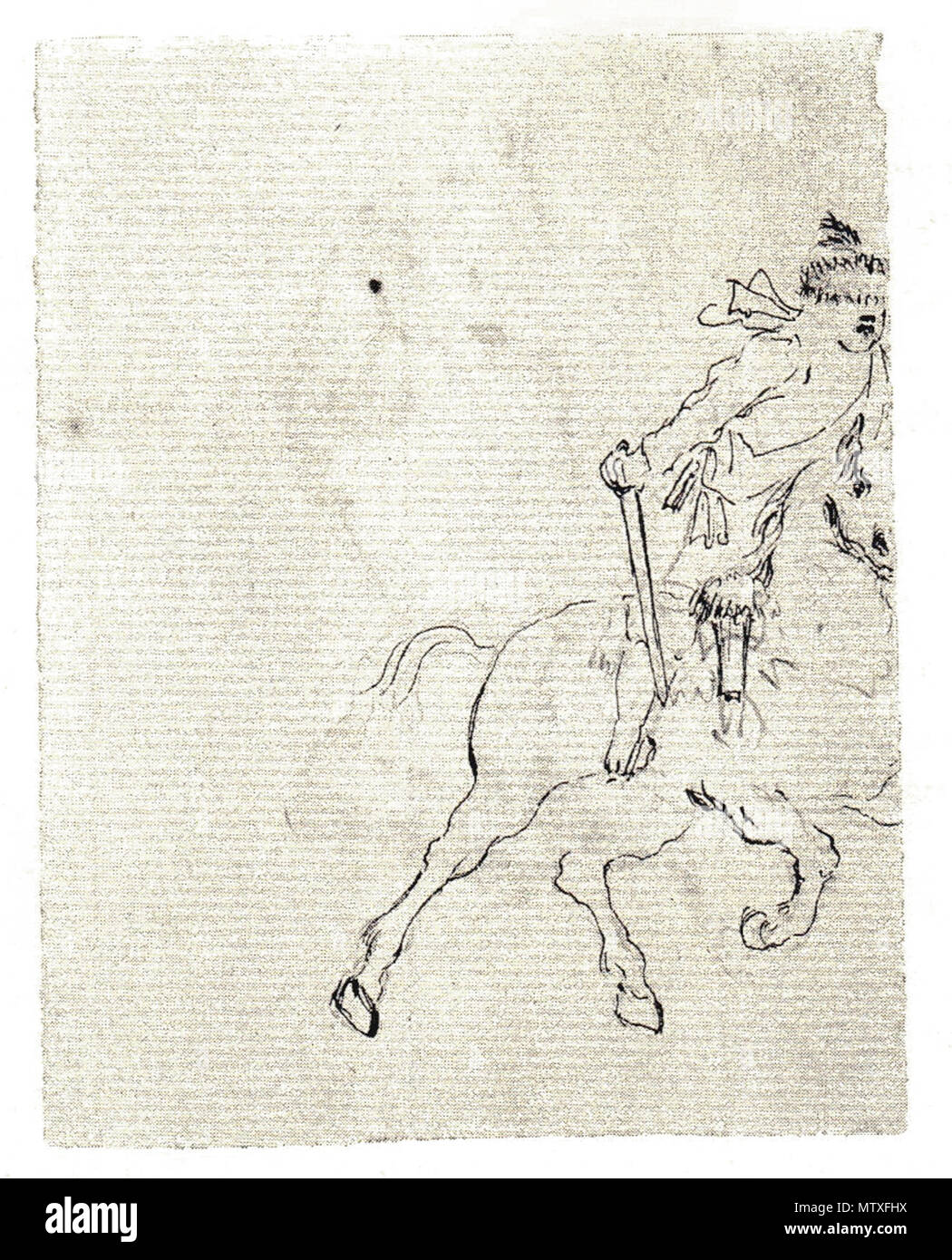 . Русский: Набросок, сделанный неизвестным автором во время якобитского восстания 1745 года в Шотландии, в г. Пеникуик. zwischen 1745 und 1746. Unbekannt 476 Penicuik Mid Lothian Zeichnung 23. (7) Stockfoto