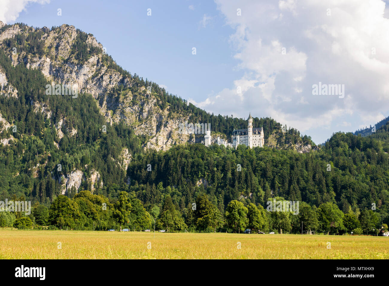 Schloss Neuschwanstein (New Swanstone Schloss), eine aus dem 19. Jahrhundert im neuromanischen Stil Palace im Auftrag von Ludwig II. von Bayern in der Nähe von Füssen, Deutschland Stockfoto