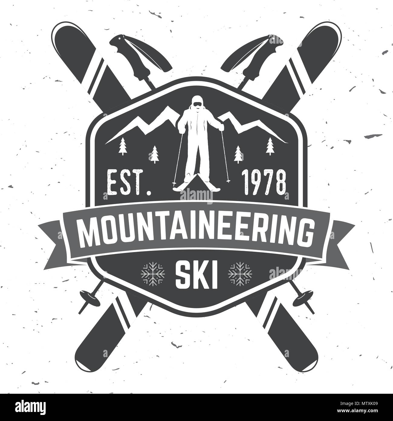 Bergsteigen ski Abzeichen. Vektor Ski Club retro Abzeichen. Konzept für Alpine Club shirt oder Logo, Print, Stempel oder T-Stück. Vintage Typografie Design mit moun Stock Vektor