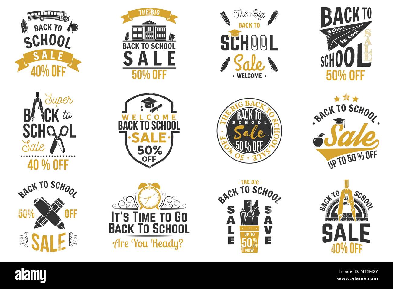 Zurück zu Schule Design. Für Werbung, Promotion, Poster, Flyer, Blog, Artikel, soziale Medien, Marketing oder Banner. Vector Illustration. Vintage typog Stock Vektor