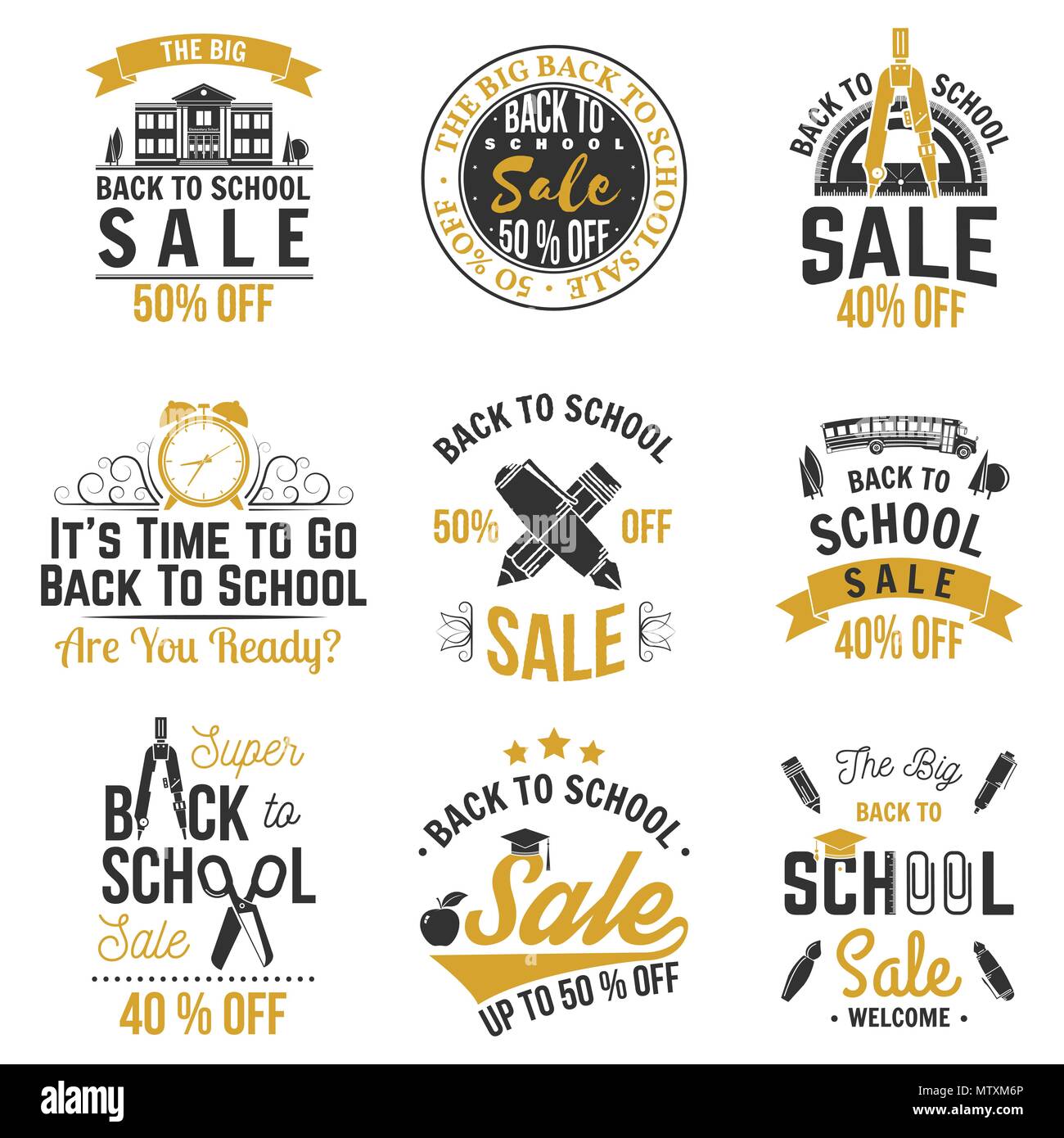 Zurück zu Schule Design. Für Werbung, Promotion, Poster, Flyer, Blog, Artikel, soziale Medien, Marketing oder Banner. Vector Illustration. Vintage typog Stock Vektor