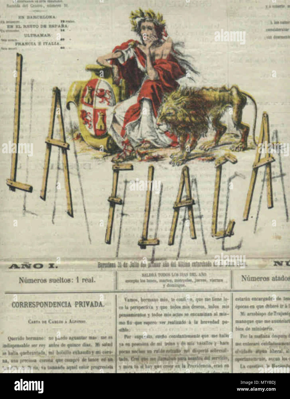 . Portada revista satírica La Flaca, Jahr I. 1869 (1869 - 1876). Revista La Flaca (Auszug von NeVic) 493 Portada La Flaca Stockfoto
