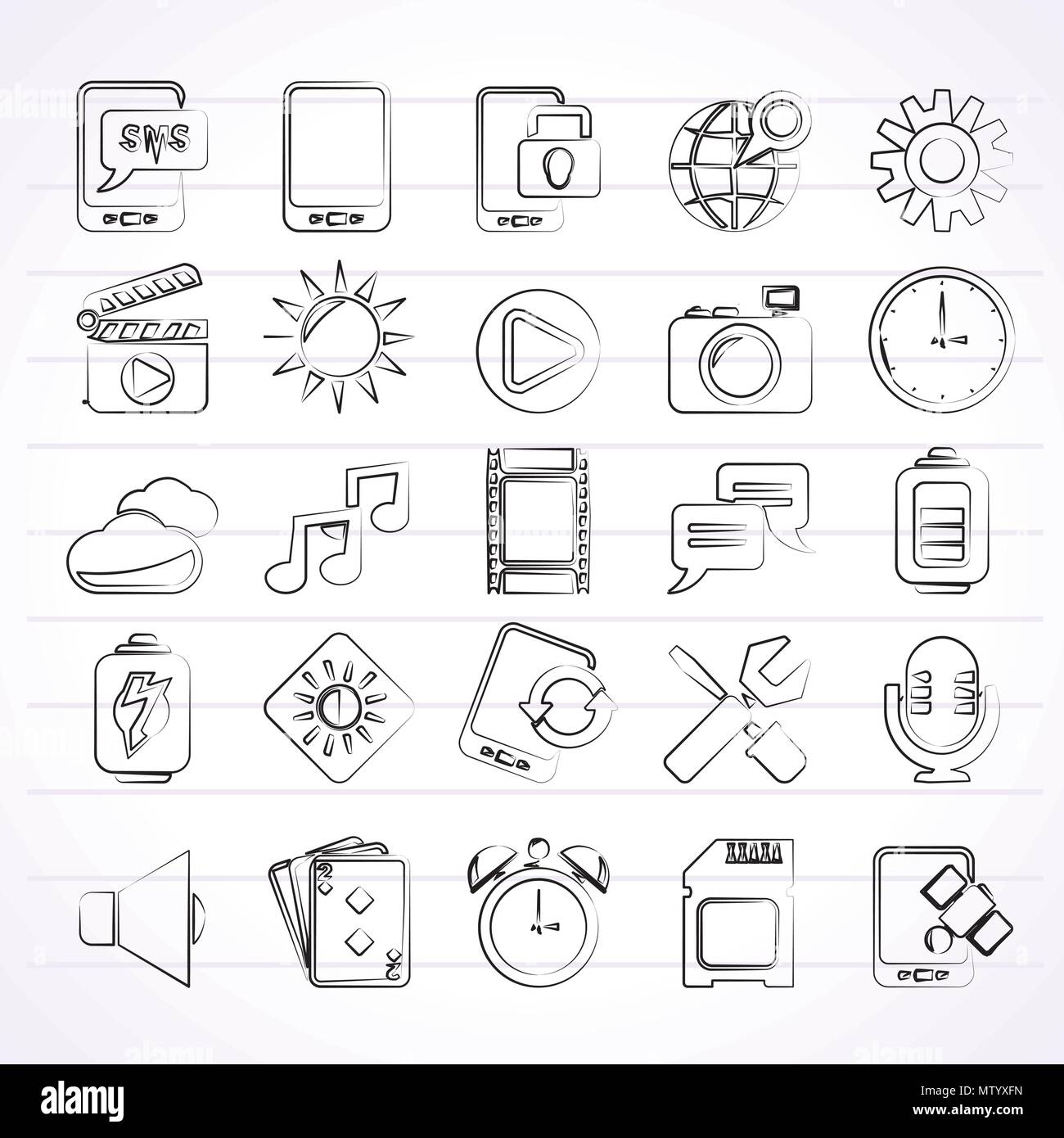 Handy-Symbole - Vektor Icon Set Stock-Vektorgrafik - Alamy