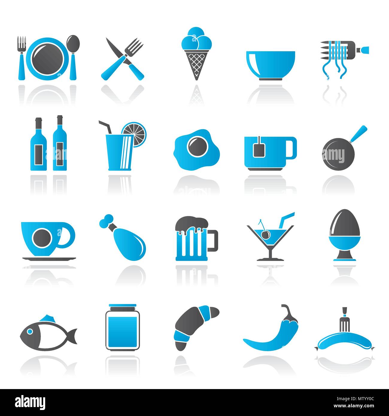 Essen, Trinken und Restaurant Symbole - Vektor Icon Set Stock Vektor