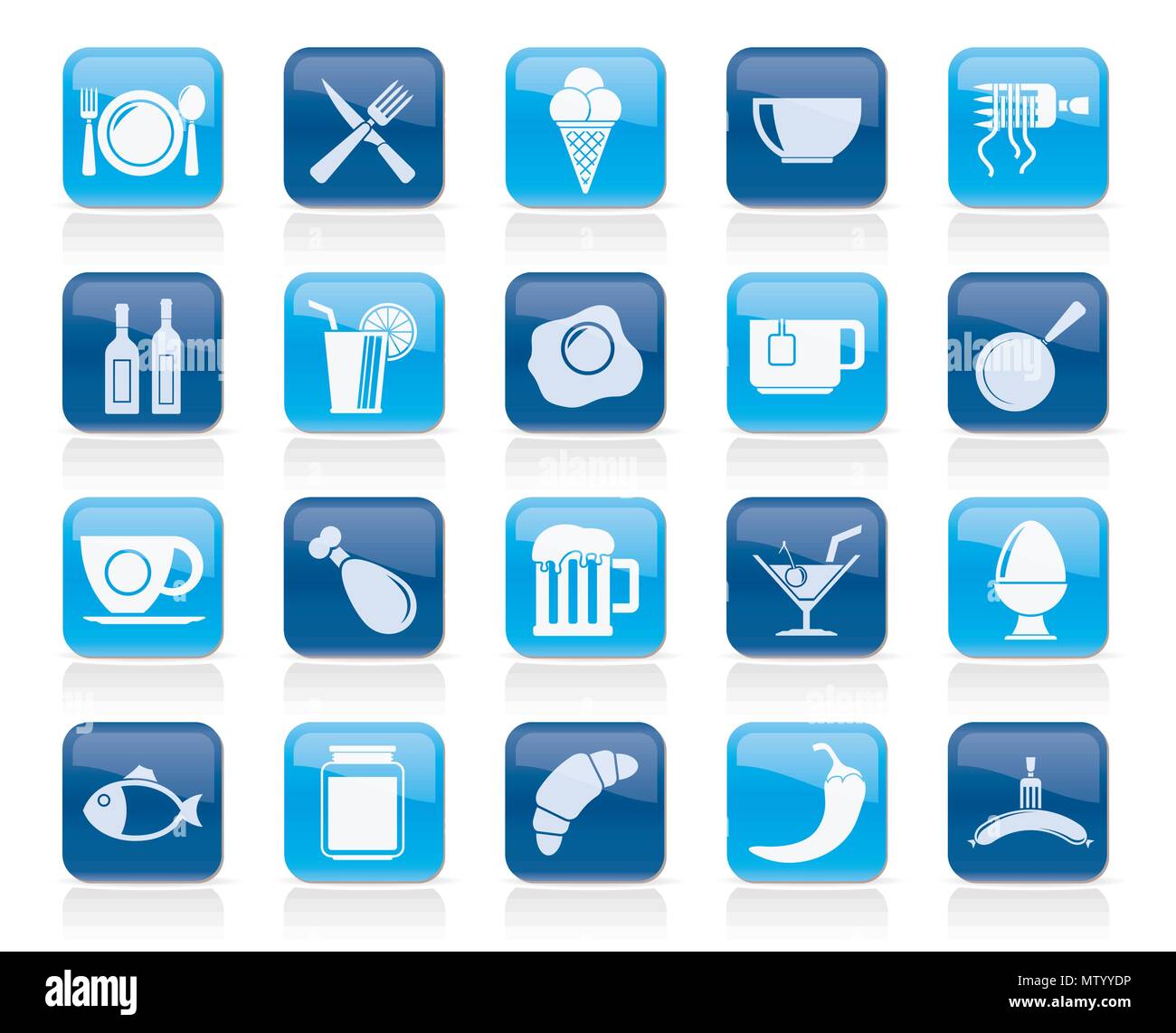 Essen, Trinken und Restaurant Symbole - Vektor Icon Set Stock Vektor