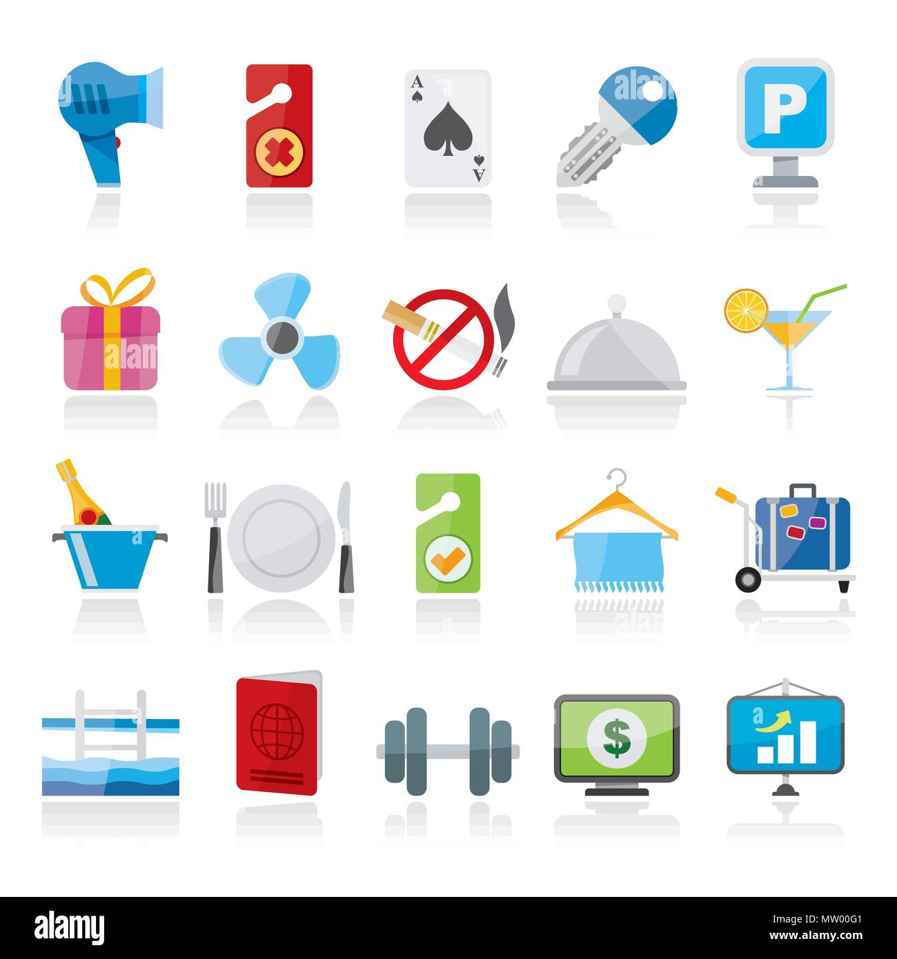 Hotel und Motel Symbole 2-vektor Icon Set Stock Vektor