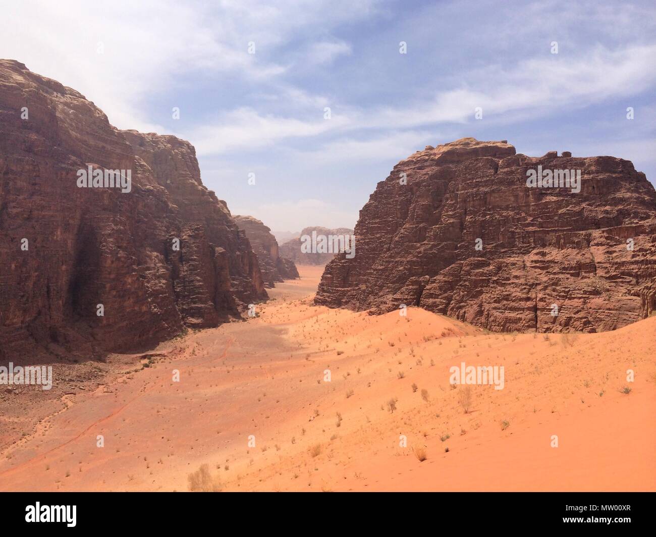 Wüstenlandschaft, Wadi Rum, Jordanien Stockfoto