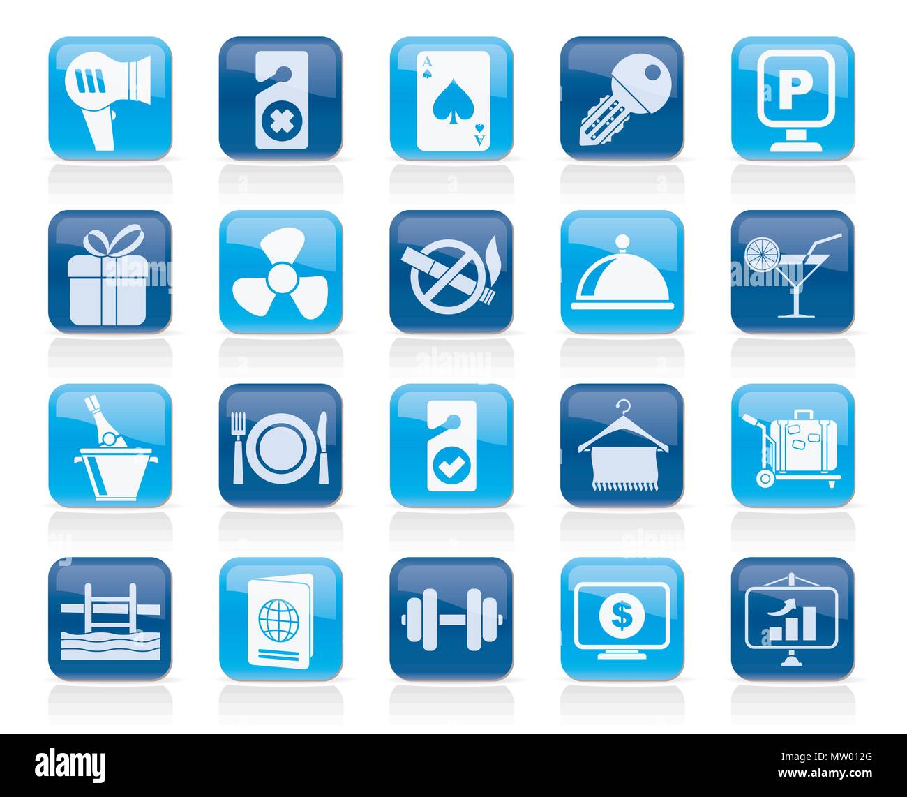 Hotel und Motel Symbole 2-vektor Icon Set Stock Vektor