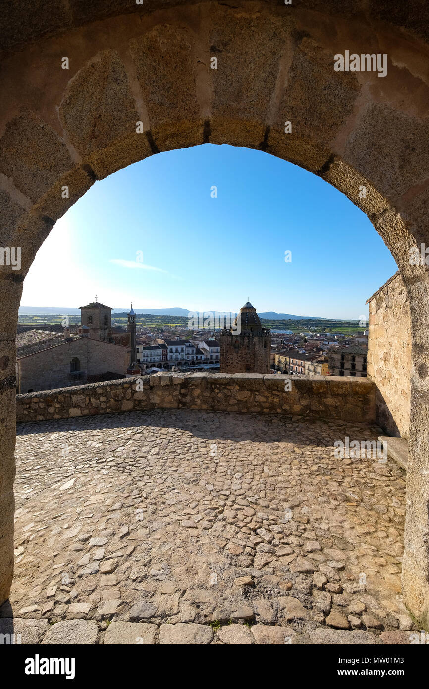 Die Skyline der Stadt Trujillo, Caceres, Extremadura, Spanien Stockfoto