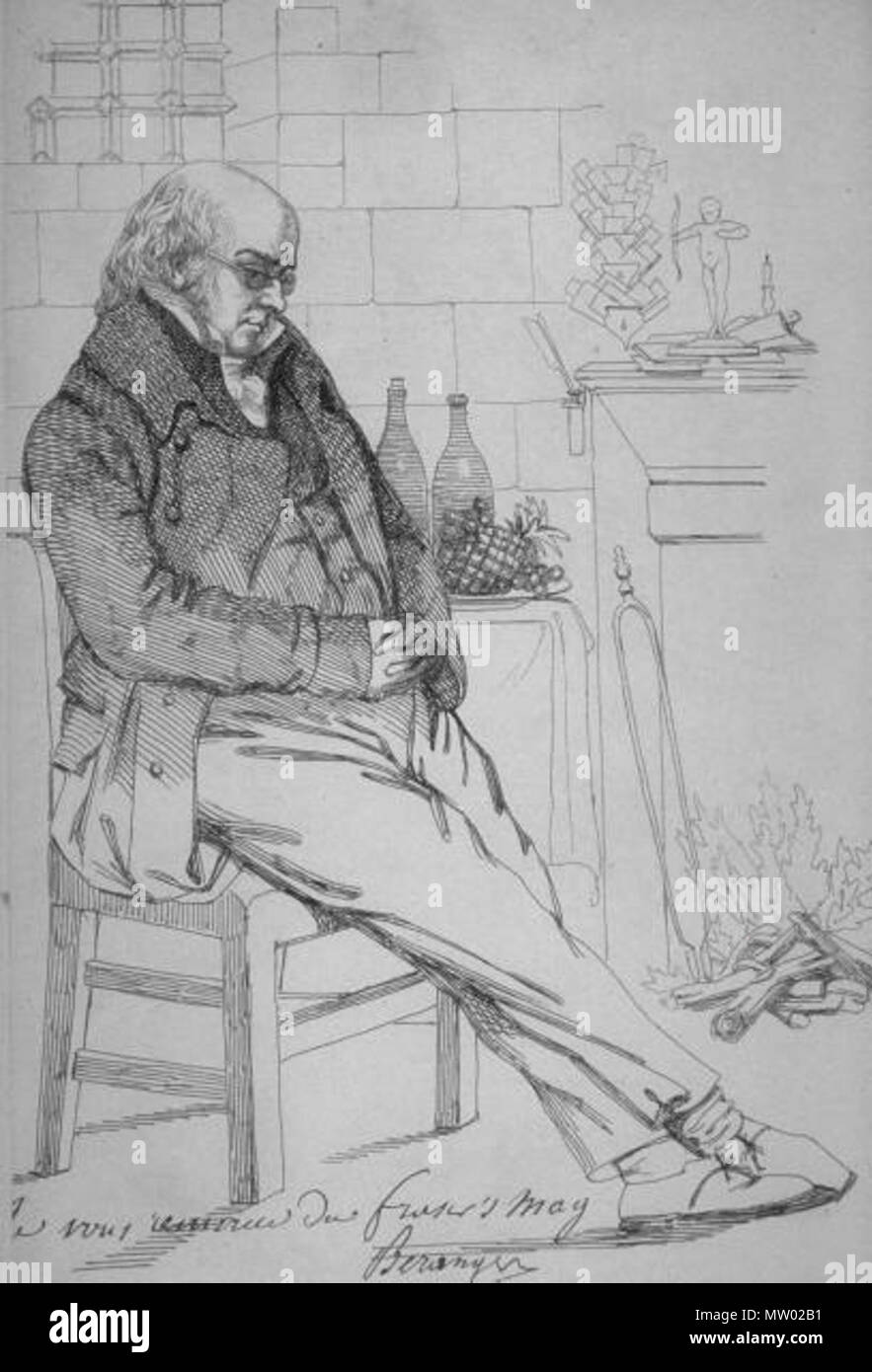 . Englisch: Pierre-Jean de Béranger (1780-1857), französischer Komponist. N.b. (Ca. 1833). unbekannter Künstler (Feder und Tinte Zeichnung) 483 Pierre-Jean de Béranger 3 Stockfoto