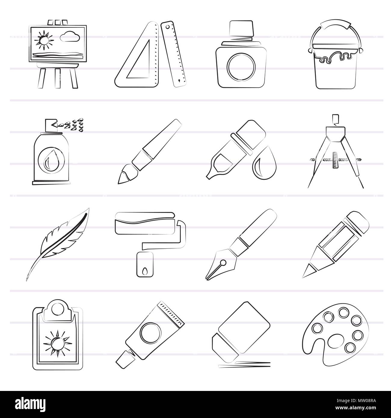 Kunst und Maler Symbole - Vektor Icon Set Stock-Vektorgrafik - Alamy