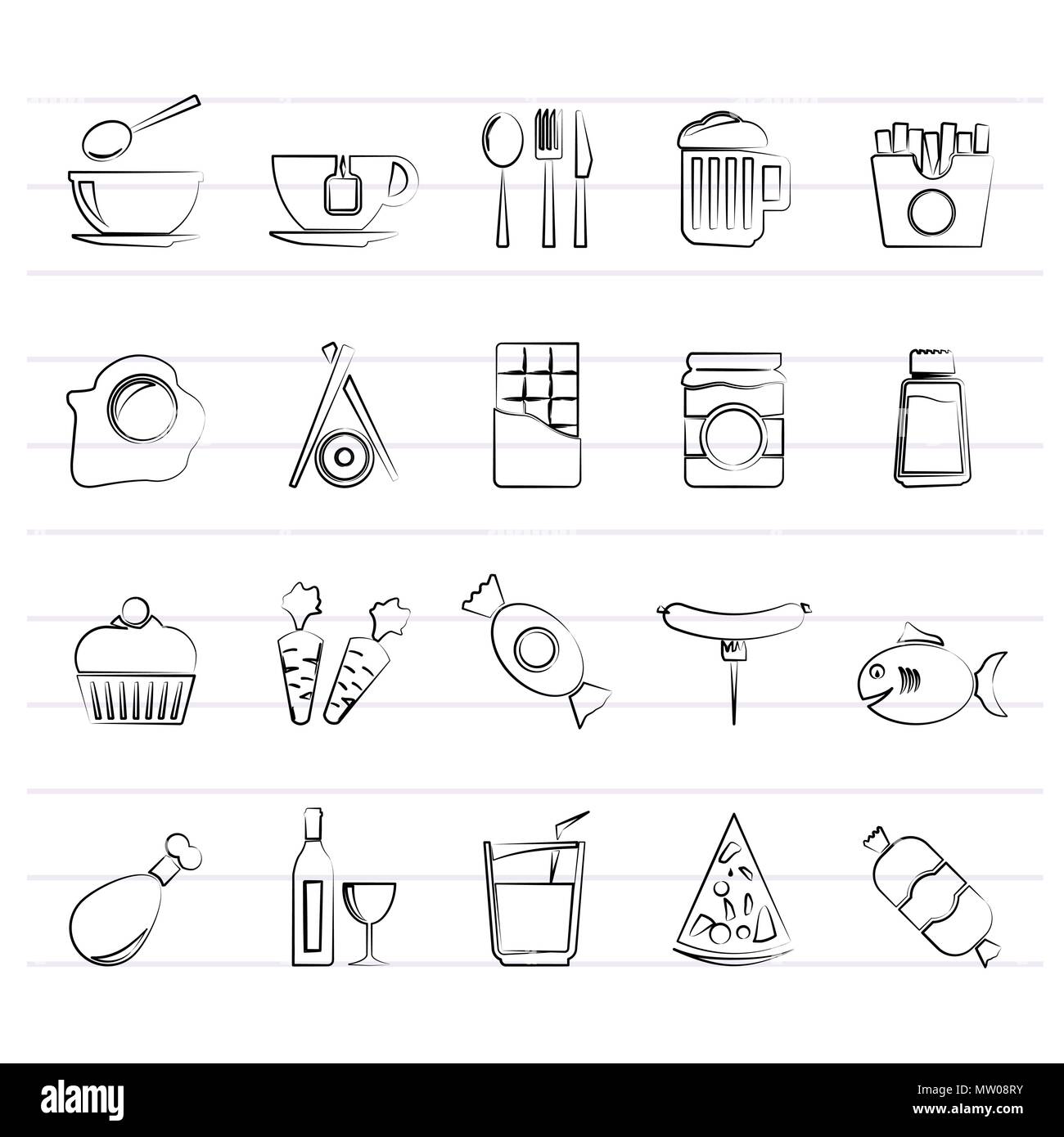Andere Art von Essen und Getränke icons 1 - Vektor Icon Set Stock Vektor