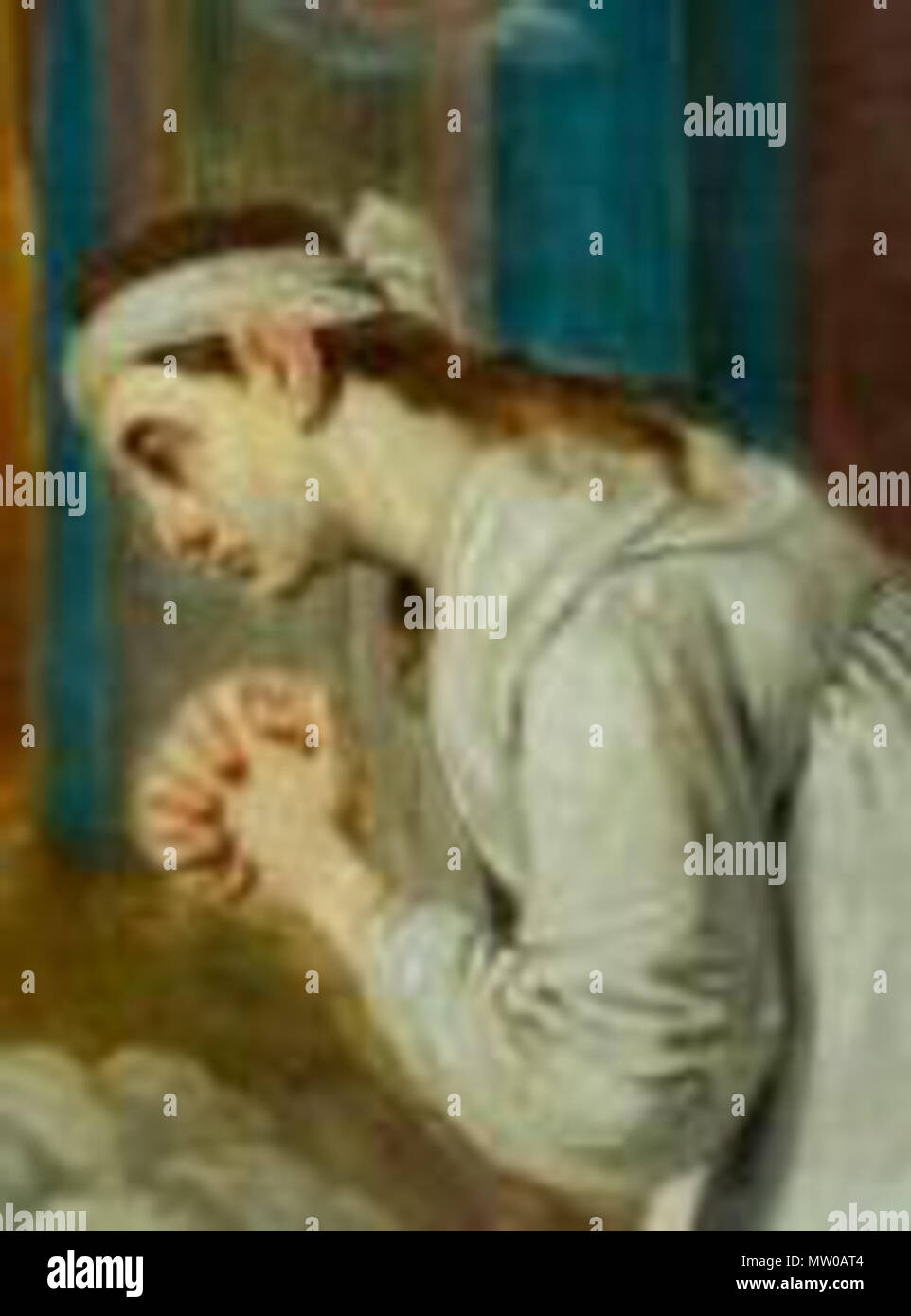 . Русский: Фрагмент картины В. Л. "Боровиковского Явление Иисуса Христа с Голгофским крестом молящейся Е. Ф. Татариновой'. zwischen 1819 und 1825. Vladimir Borovikovsky 588 Tatarinova Stockfoto