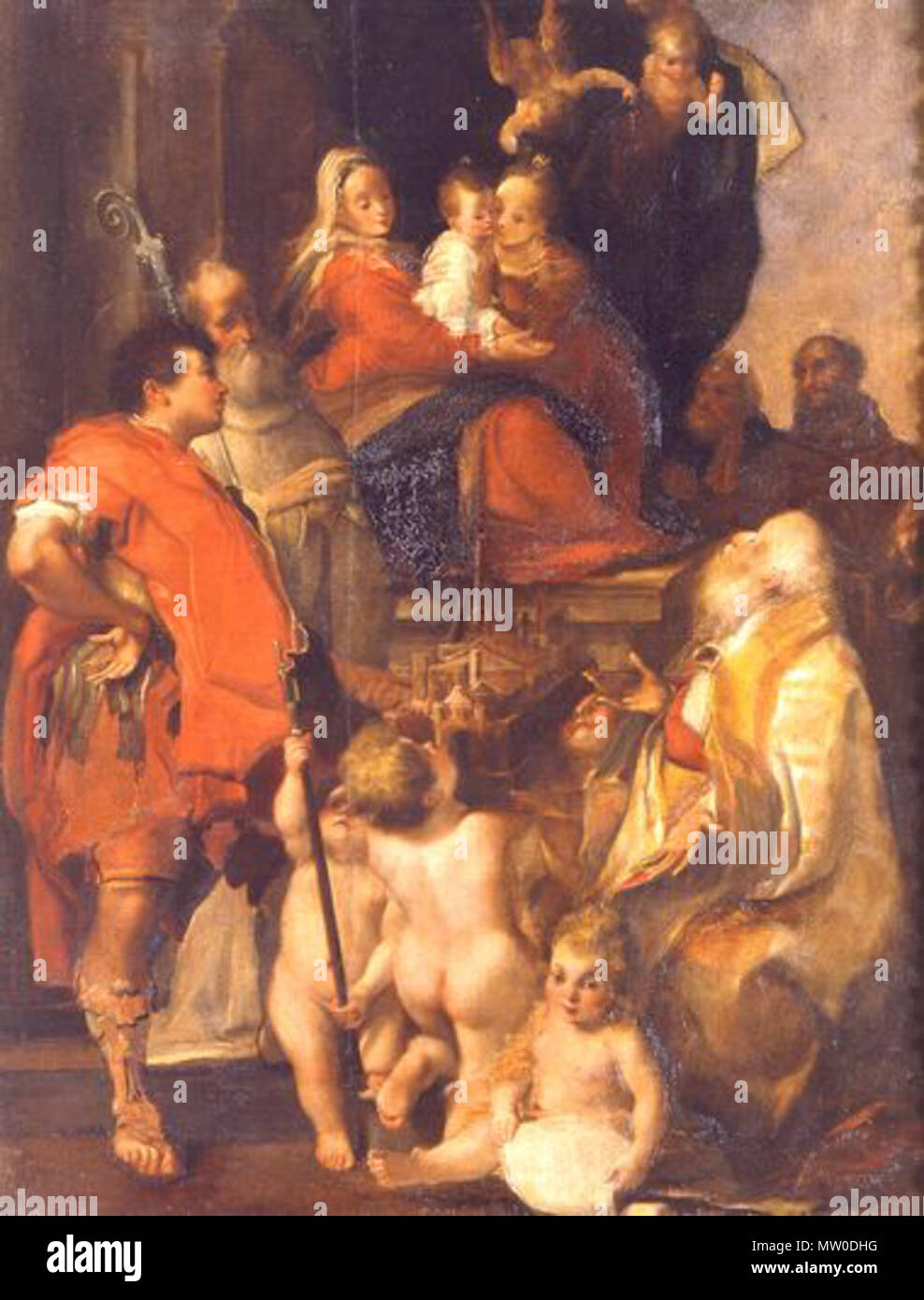 . Mistico Sposalizio di Santa Caterina e i Santi Petronio, Procolo, Domenico, Francesco e Floriano. 16. Jahrhundert 484 Reproduction Santa Caterina Stockfoto