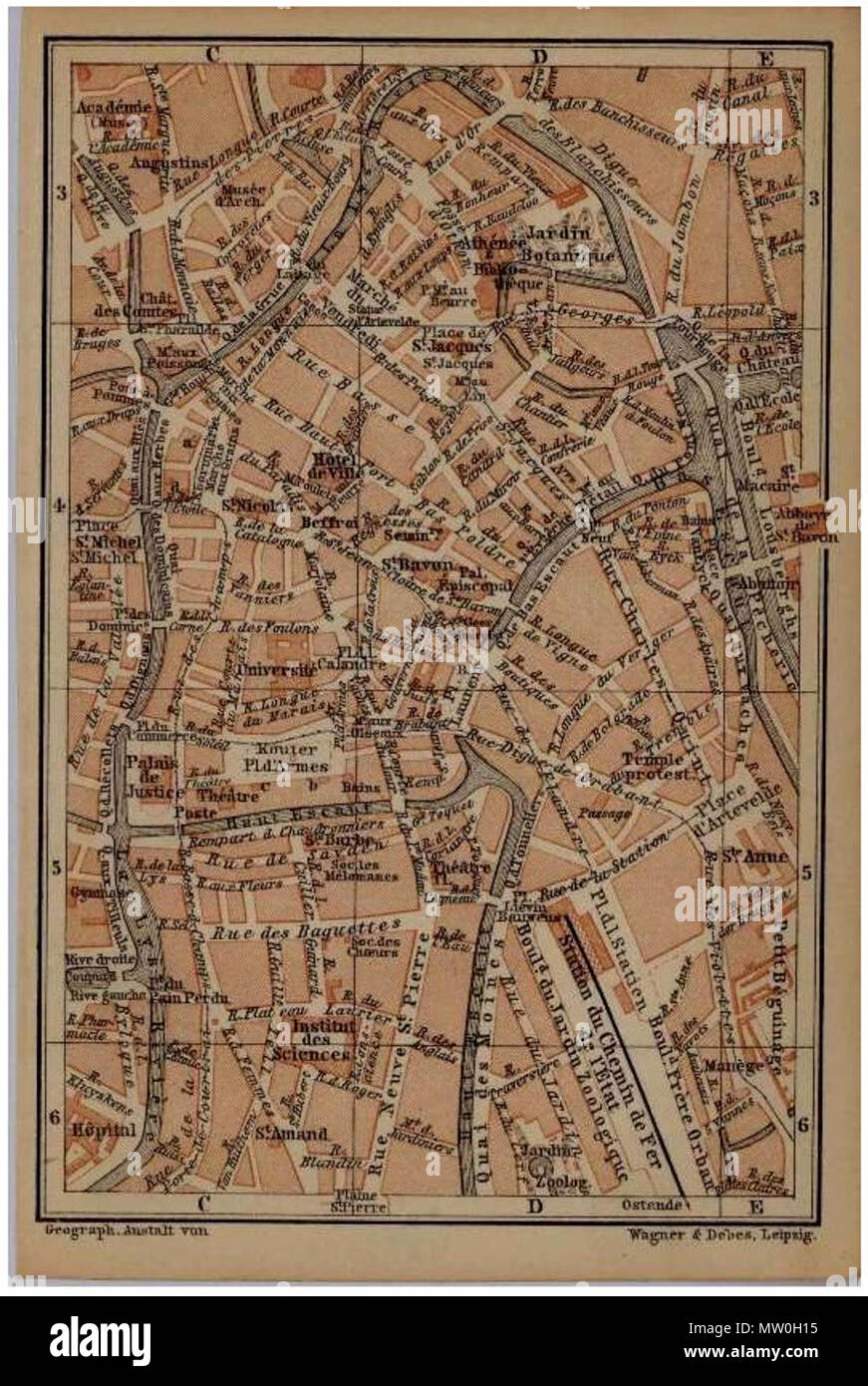 . Englisch: Plattegrond 1897 Gent binnenstrad. 13. März 2012. Unbekannt 488 Plattegrond 1897 Gent binnenstrad Stockfoto