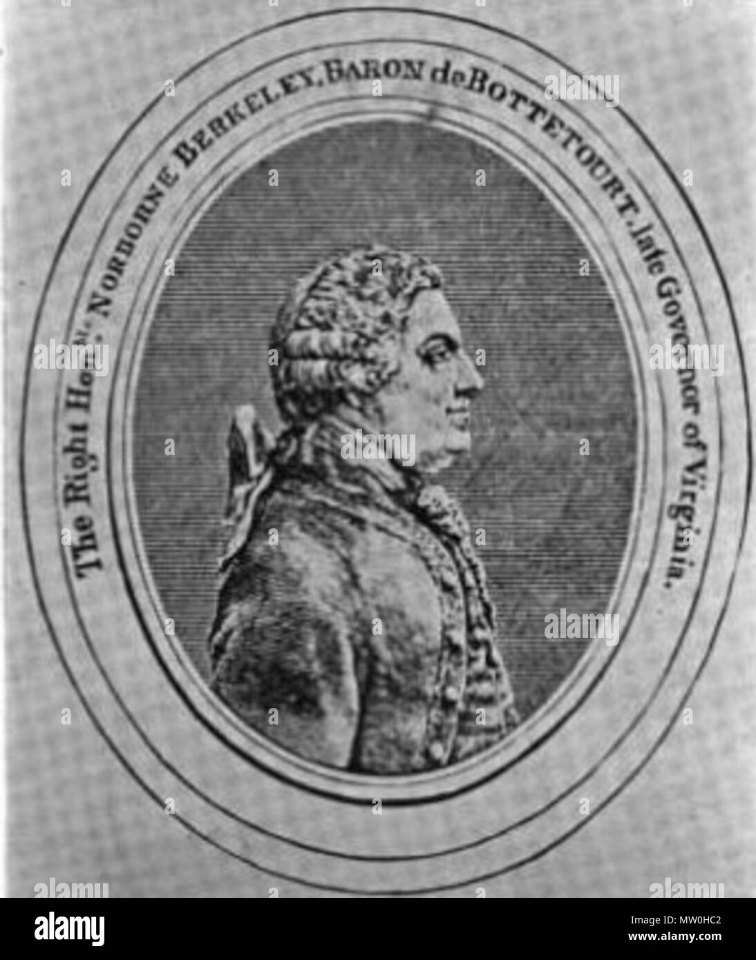 . Englisch: Profil Portrait von Norborne Berkeley, 4. Baron Botetourt. ca. 1770. Artist nicht gutgeschrieben 448 Norborne Berkeley Stockfoto