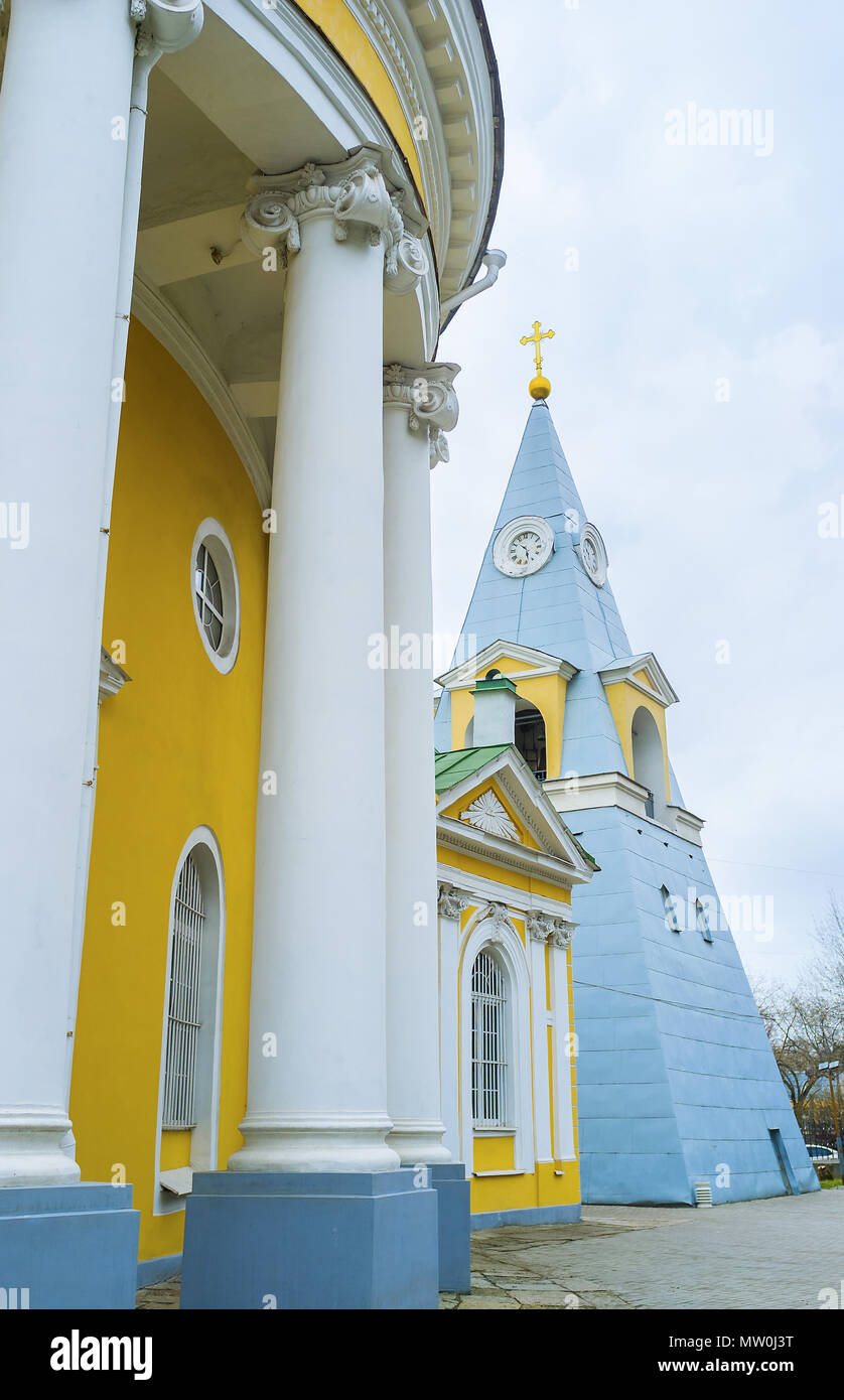 Die pyramidenförmigen Kirche ist aufgerufen, Kulich aufgrund der Ähnlichkeit der Form von Ostern Teller, Sankt Petersburg, Russland Stockfoto