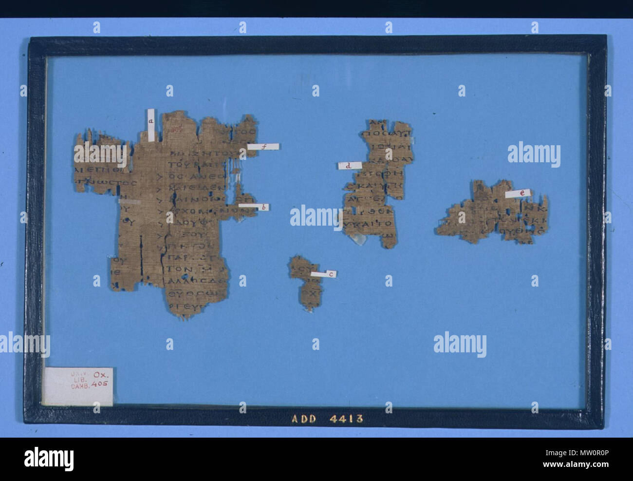 . Cambridge University Library Manuskript 4113/Papyrus Oxyrhynchus 405. Irenäus. Ca. 200 AD. 200 AD. Irenäus von Lyon 499 POxy 405 Stockfoto