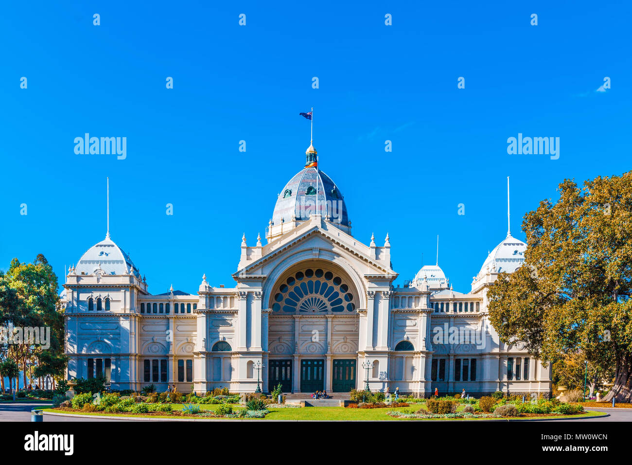 Royal Exhibition Building in Melbourne, Australien. Weltkulturerbe. Stockfoto