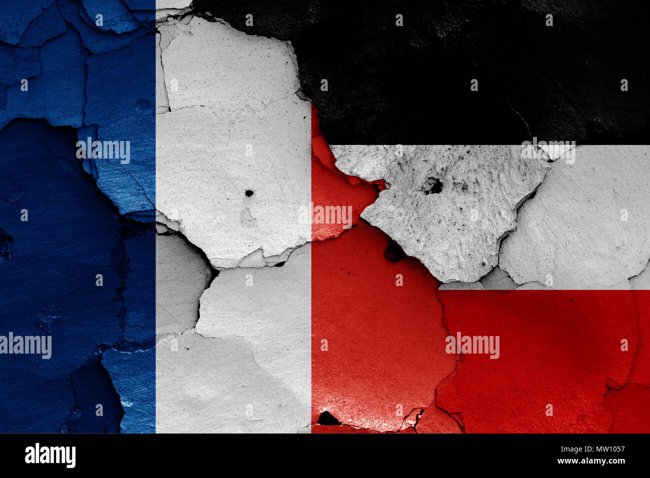 Flaggen von Frankreich und Deutsches Reich Stockfoto