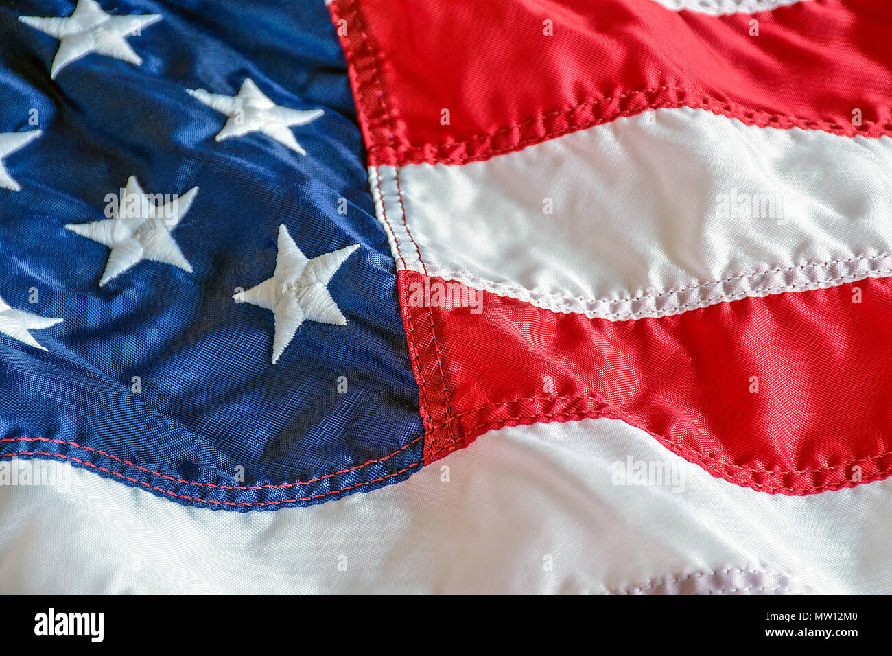 Amerikanische Flagge Hintergrund mit gesticktem Sterne Stockfoto