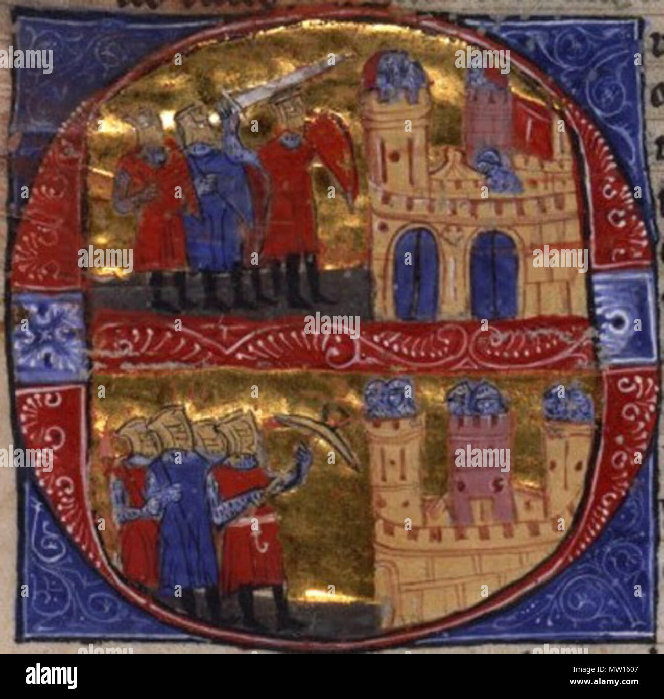 . Englisch: obléhání města 1097. středověk. Guillaume de Tyr 451 Oblehani1097a Stockfoto