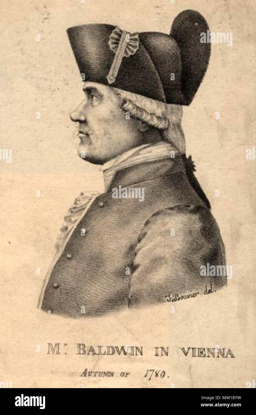 . Englisch: Lithographie, englischer Diplomat und Schriftsteller George Baldwin (1744 - 1826). Die Ursprüngliche Bildunterschrift lautet: 'Mr Baldwin in Wien. Herbst 1780.". Herbst 1780. Joseph Bouvier (Fl. 1839 - 1888) 238 George Baldwin 1780 Stockfoto