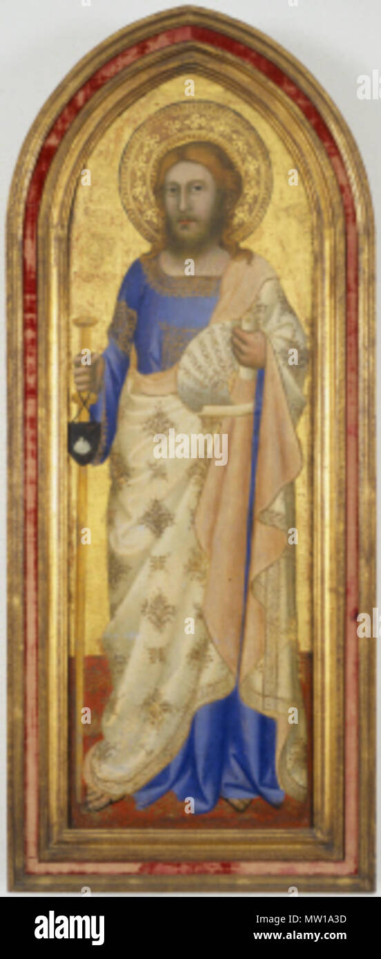 . Italiano: Puccio di Simone - San Giacomo Maggiore 1340 circa Tempera e Oro su tavola 92,7 x 29,6 cm Seattle Art Museum. Vom 5. Juli 2014, 00:27:27. Puccio di Simone ( - 1362) Alternative Namen Meister Der Fabriano Altarbild; Puccio Di Simone; Master der Fabriano Altar; Master der Fabriano Altarbild; Master von Fabriano Altarbild; Puccius Simonis Beschreibung italienischer Maler Geburtsdatum / Tod 1362 Ort der Geburt Florenz arbeiten Zeitraum 1343 - 1362 Standort Florenz Authority control: Q 3410504 VIAF: 96543476 ULAN: 500116280 WGA: PUCCIO DI SIMONE RKD: 65028 505 Puccio di S Stockfoto