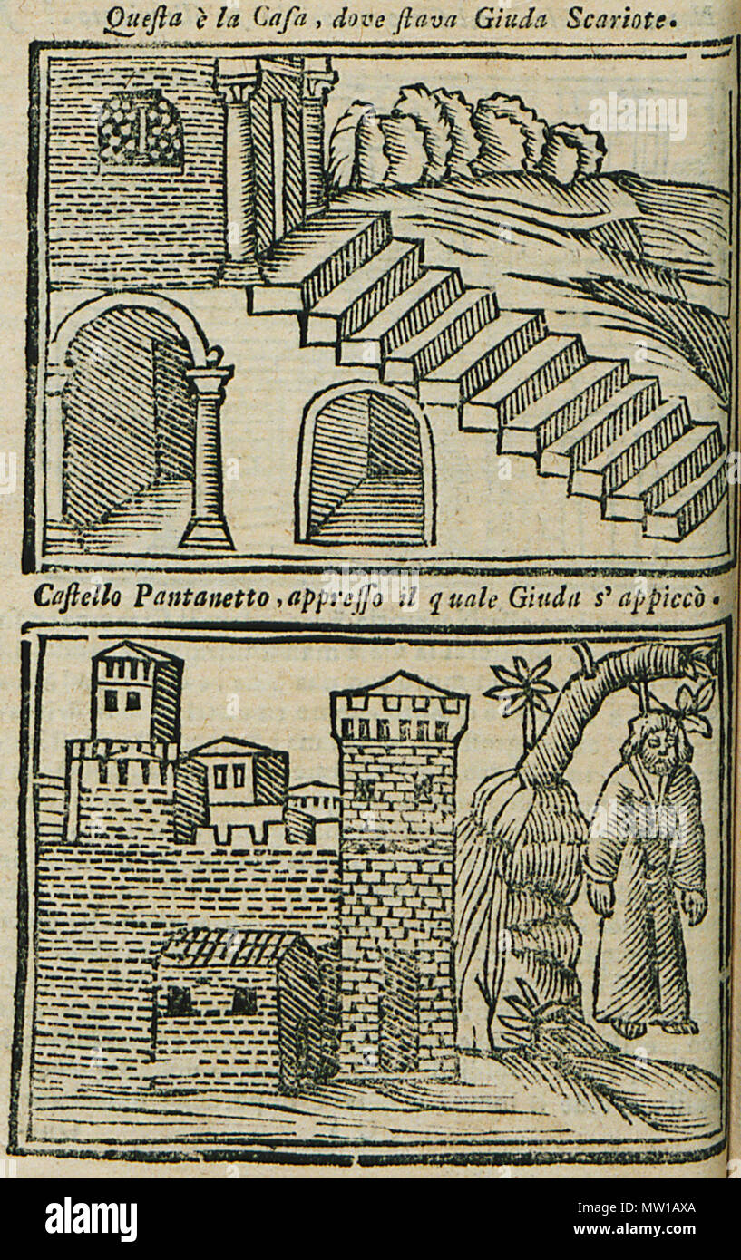 508 Questa é La casa, Dove stava Giuda appresso Pantanetto Scariote Castello, il quale Giuda s'appiccò-Bianco Noe - 1600 Stockfoto 508 Questa é La casa, Dove stava Giuda appresso Pantanetto Scariote Castello, il quale Giuda s'appiccò-Bianco Noe - 1600 Stockfoto