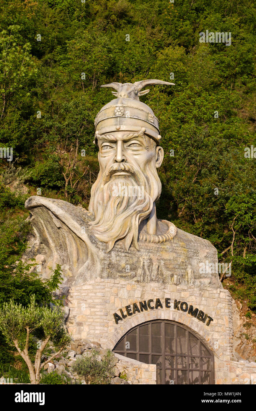 Skanderbeg Denkmal in Rozafa, Elbasan, Albanien Stockfoto
