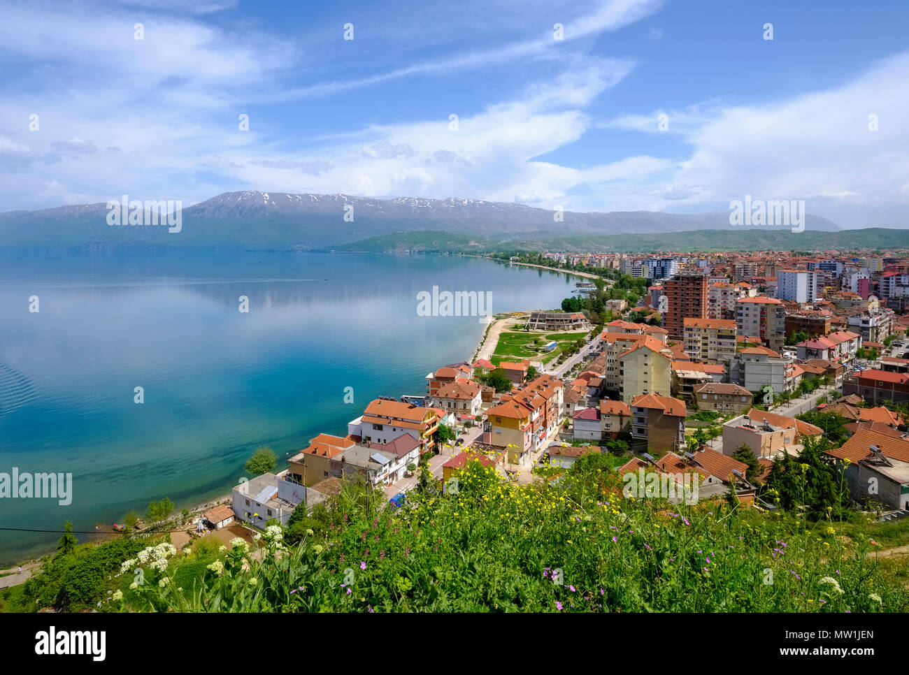 Pogradec am See Ohrid, Korca region, zurück in den Bergen in Mazedonien, Albanien Stockfoto
