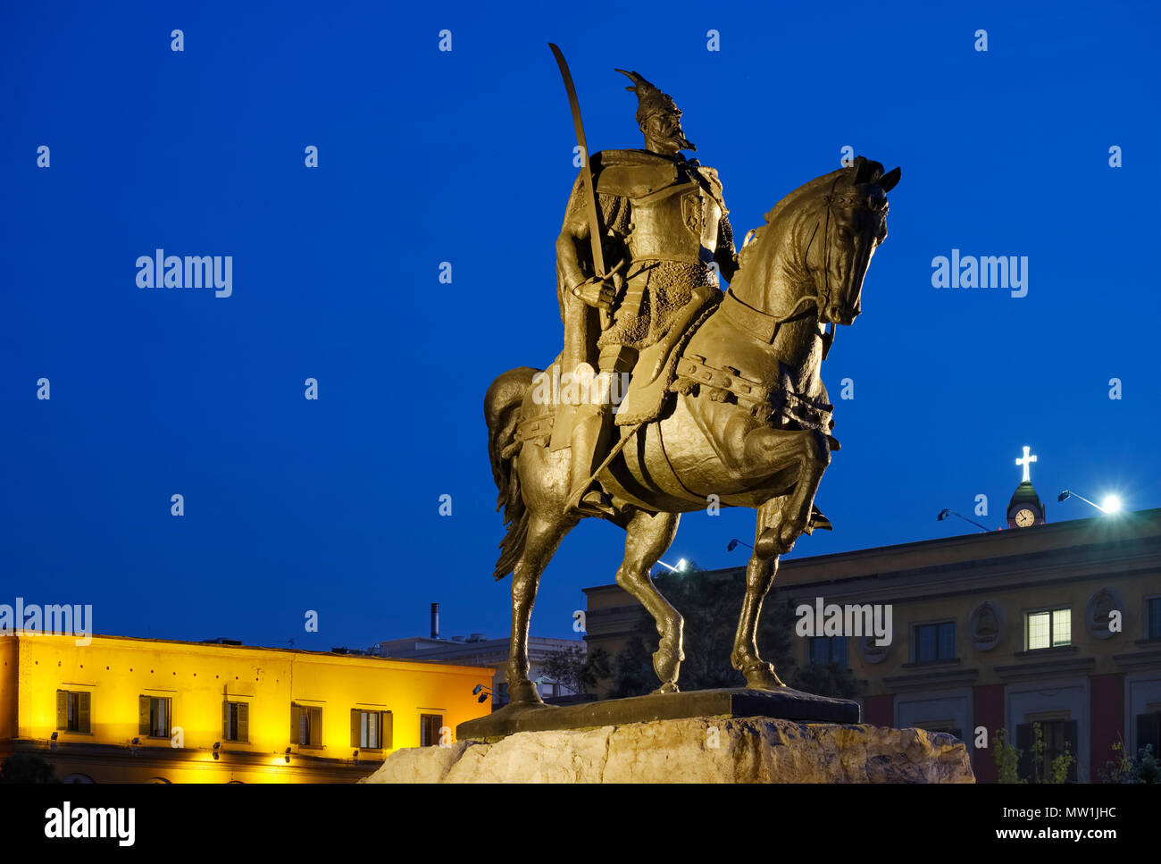 Skanderbeg Denkmal, reiterstatue Skënderbej, Albanischen Nationalhelden ...