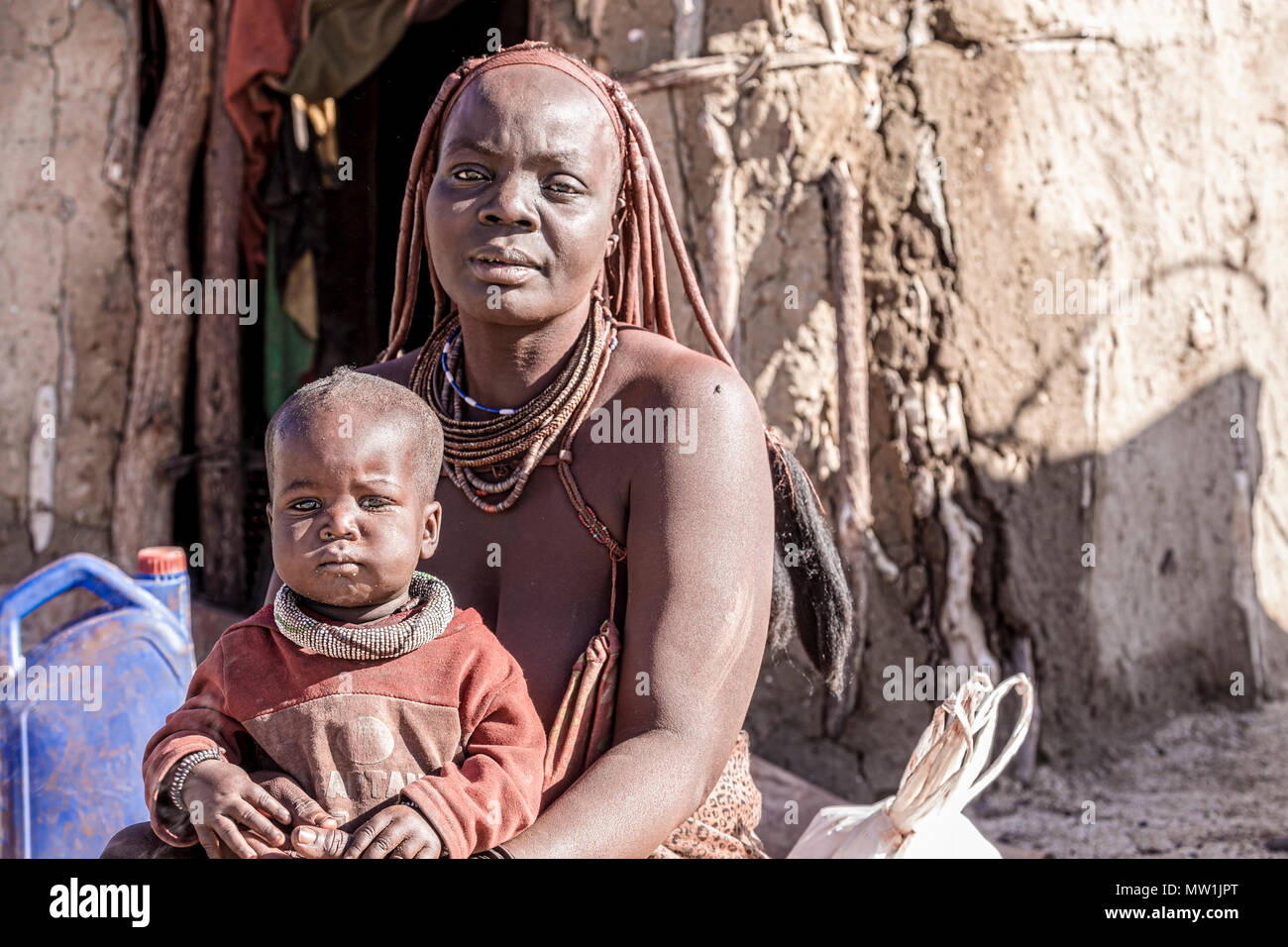 Himba, tribal Village, Namibia, Afrika Stockfoto