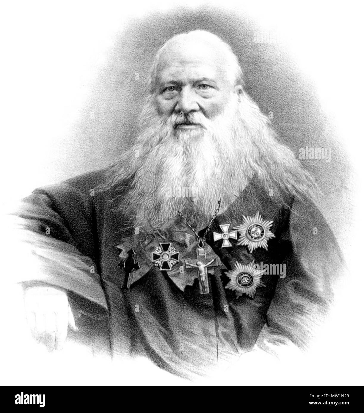 . Русский: Кутневич, Василий Иванович (1832 - 1865) - главный священник армии и флота Российской империи. 1865. Гравюра П. Ф. Kutnevich Бореля 630 VI. Stockfoto