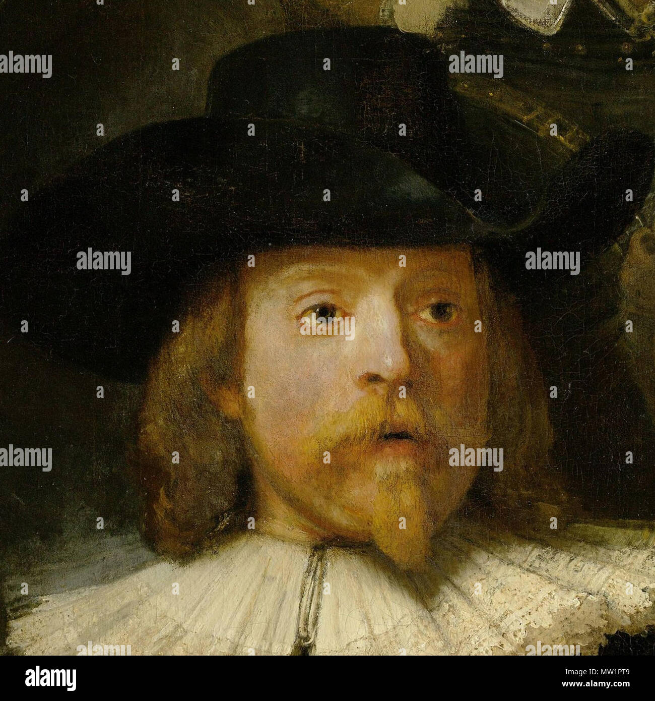 . Englisch: von Rembrandts Nachtwache Detail. Gezeigt ist Frans Banninck Cocq. . 17 September 2014, 00:28:02. Rembrandt van Rijn (1606-1669) 597 Die Nachtwache Frans Banninck Cocq Stockfoto