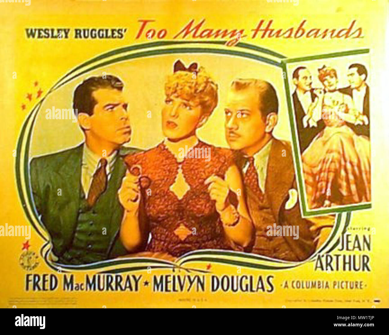 . Русский: Poster "Zu viele Männer". 1940. op Unbekannt 611 Toomanyhusbands Stockfoto