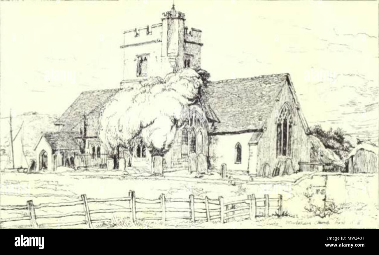. Englisch: Kirche an Woldham, Sussex, ab S. 211 Datei extrahiert: Hinweise auf die Kirchen in den Grafschaften Kent, Sussex und Surrey. djvu. 1852. Autor: Arthur Hussey 652 Woldham Kirche - "Seite Hinweise auf die Kirchen in den Grafschaften Kent, Sussex und Surrey djvu 211 - Wikisource' Stockfoto