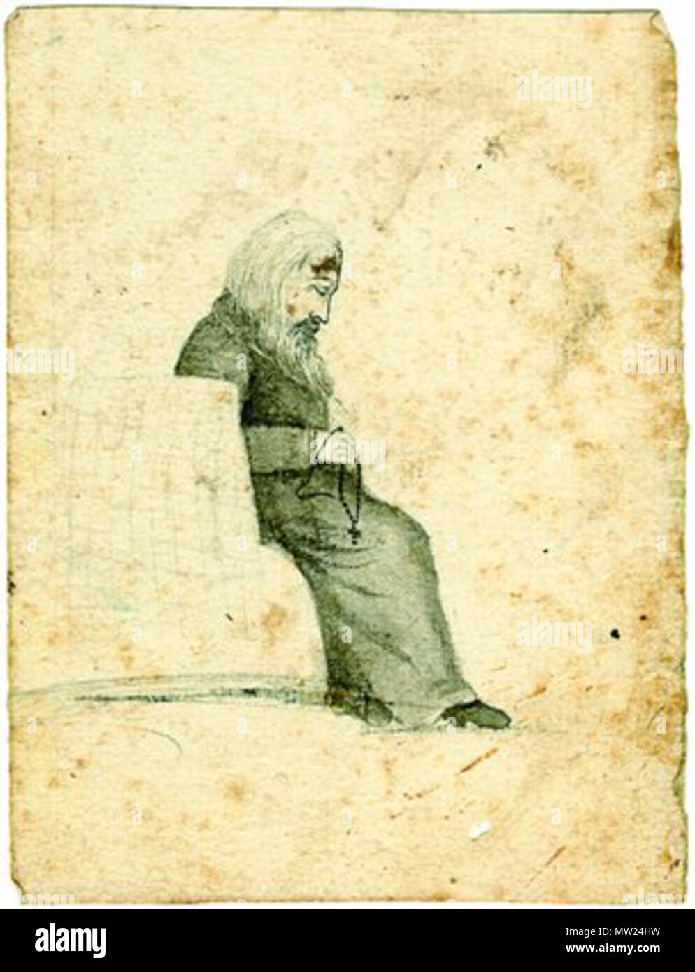 . Русский: Прп. (Зосима Верховский). Рисунок. Кон. 20 х-нач. 30 х гг. XIX в. (Архив Зосимовой пуст.). 19. anonimus 662 Zosima Werchowski 2 Stockfoto