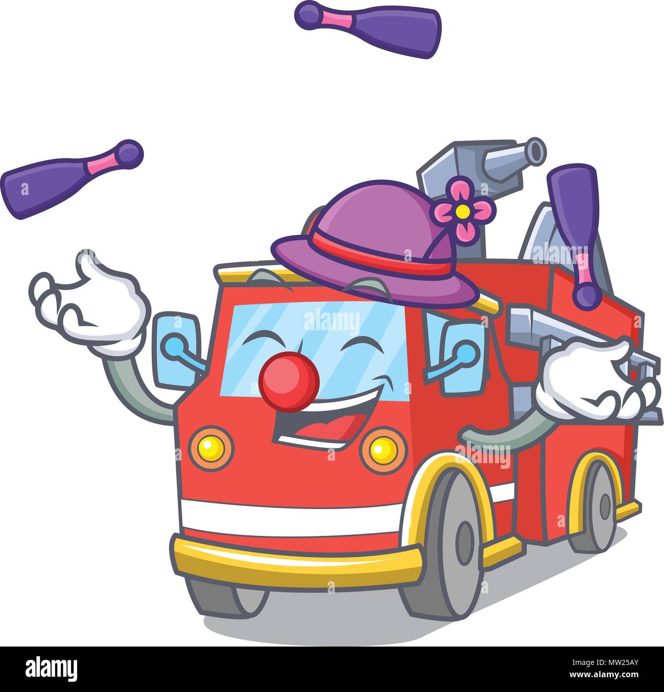 Juggling fire truck mascot Cartoon Stock Vektor