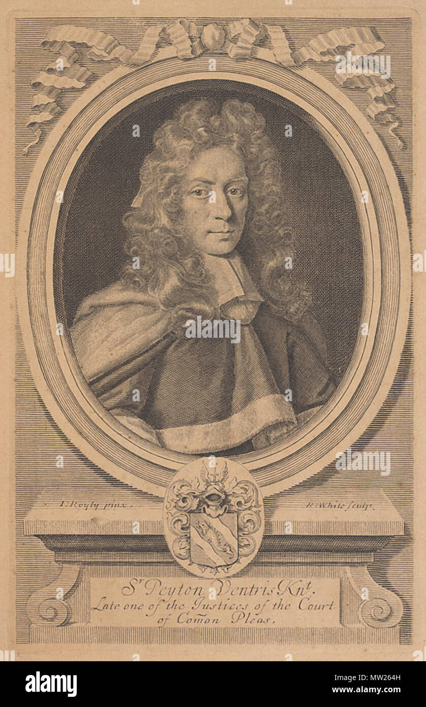 . Sir Peyton Ventris (1645-1691). Zeitgenössisches Porträt. Kupferstich von Robert White (1645-1703), nach einem Gemälde von J. Royly 562 SirPeytonVentris Stockfoto
