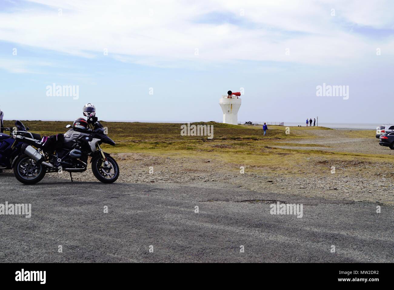 TT Besucher genießen die Point of Ayre, von der Insel Man Stockfoto