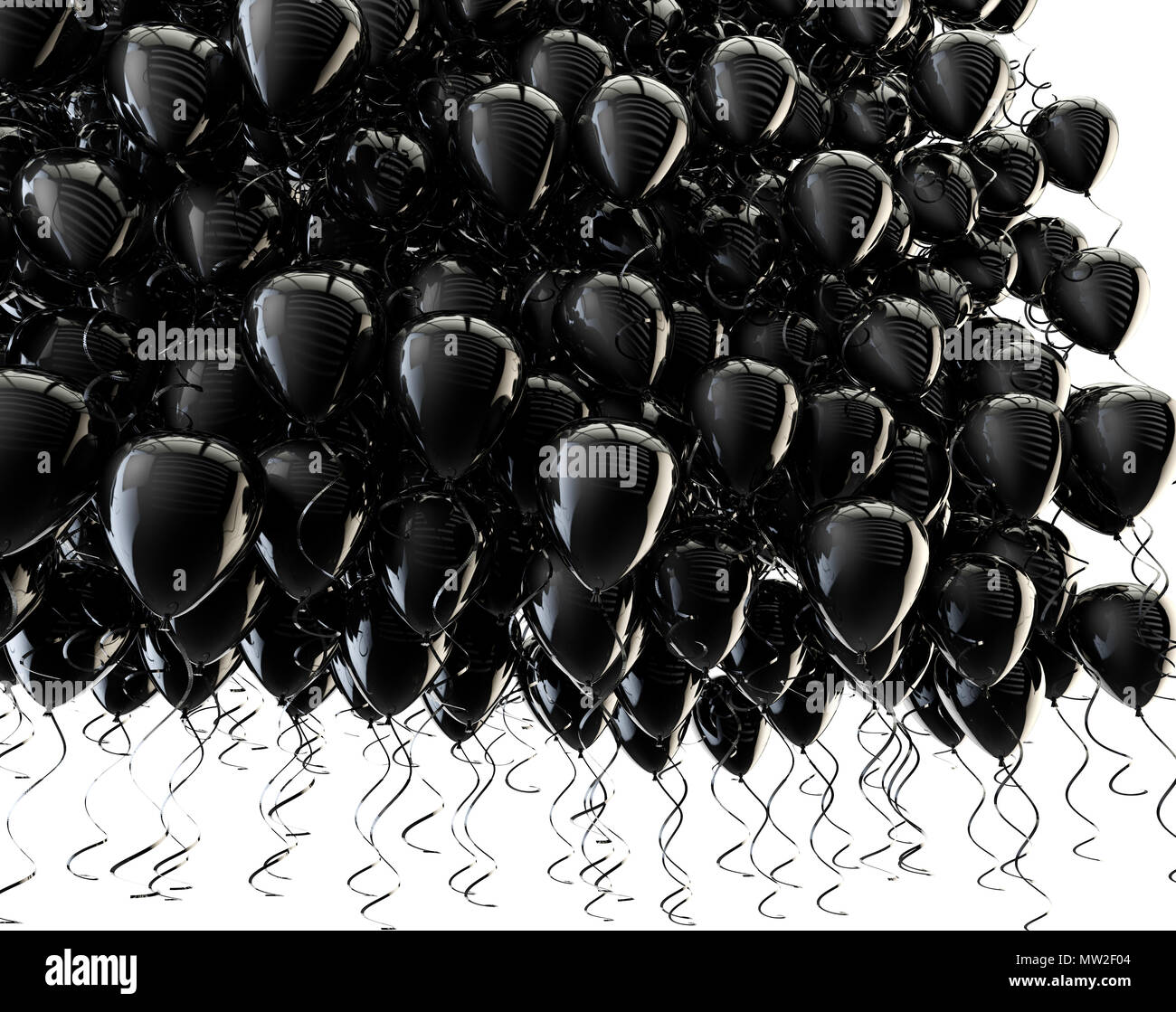 Viele Ballons über Weiß isoliert. Feier und Party Hintergrund. Stockfoto