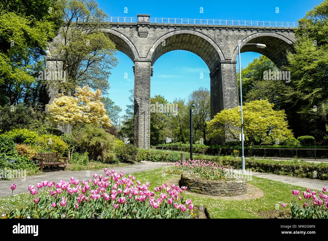 Trenance Viadukt in einem denkmalgeschützten Struktur in Newquay Cornwall. Stockfoto