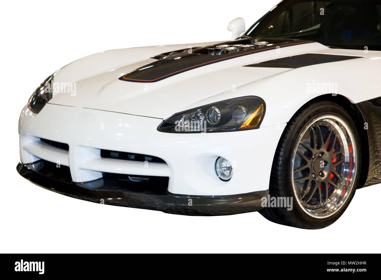 Eine benutzerdefinierte Dodge Viper isoliert auf einem weißen Hintergrund. Beschneidungspfad enthalten. Viele weitere Auto Fotos in meiner Galerie. Stockfoto