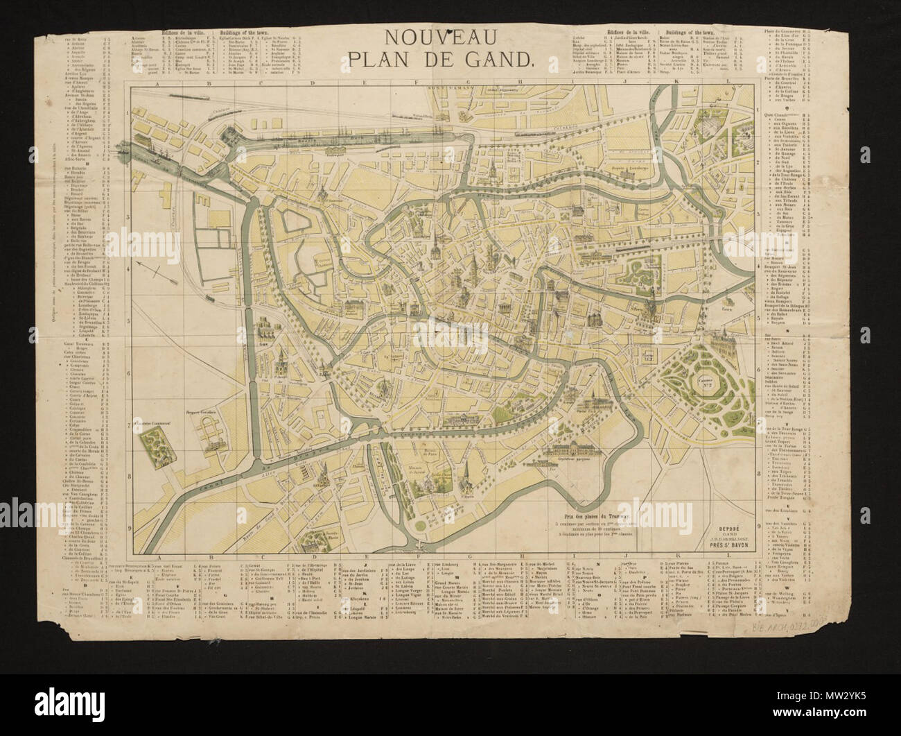 . Englisch: Karte von Gent durch Hemelsoet. 1850. 393 Hemelsoet, 1850 Karte von Gent durch Hemelsoet Stockfoto