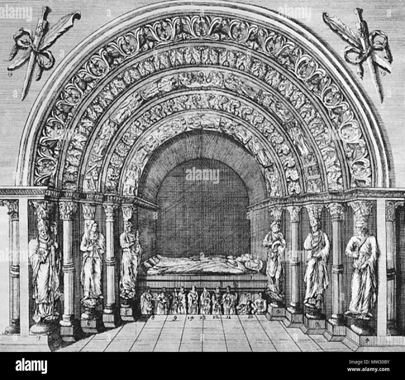 . Grab von OGIER der Däne. 19. anonym Stecher610 Grab von OGIER der Däne Stockfoto