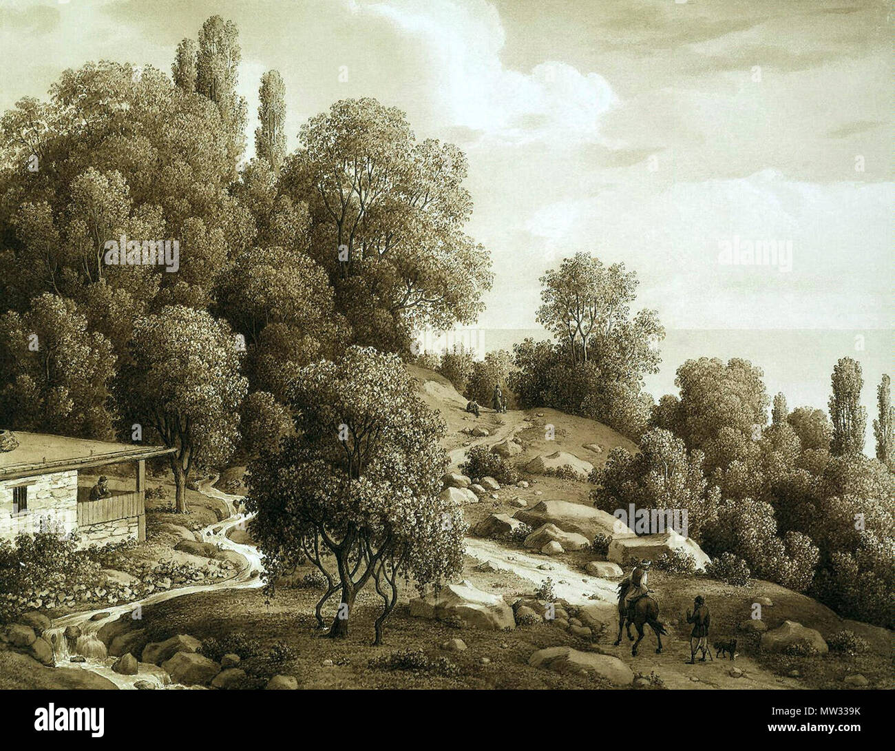 . Русский: Кюгельген, Карл фон - Вид Мухалатки, 1824 год. Englisch: Kügelgen, Carl-von-Ansicht Mukhalatka, 1824. 1824. Карл фон Кюгельген 432 Muhalatka 1824 Stockfoto